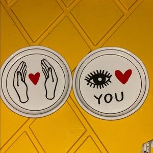 Ceramic Vanity Trays with Heart and Eye Design